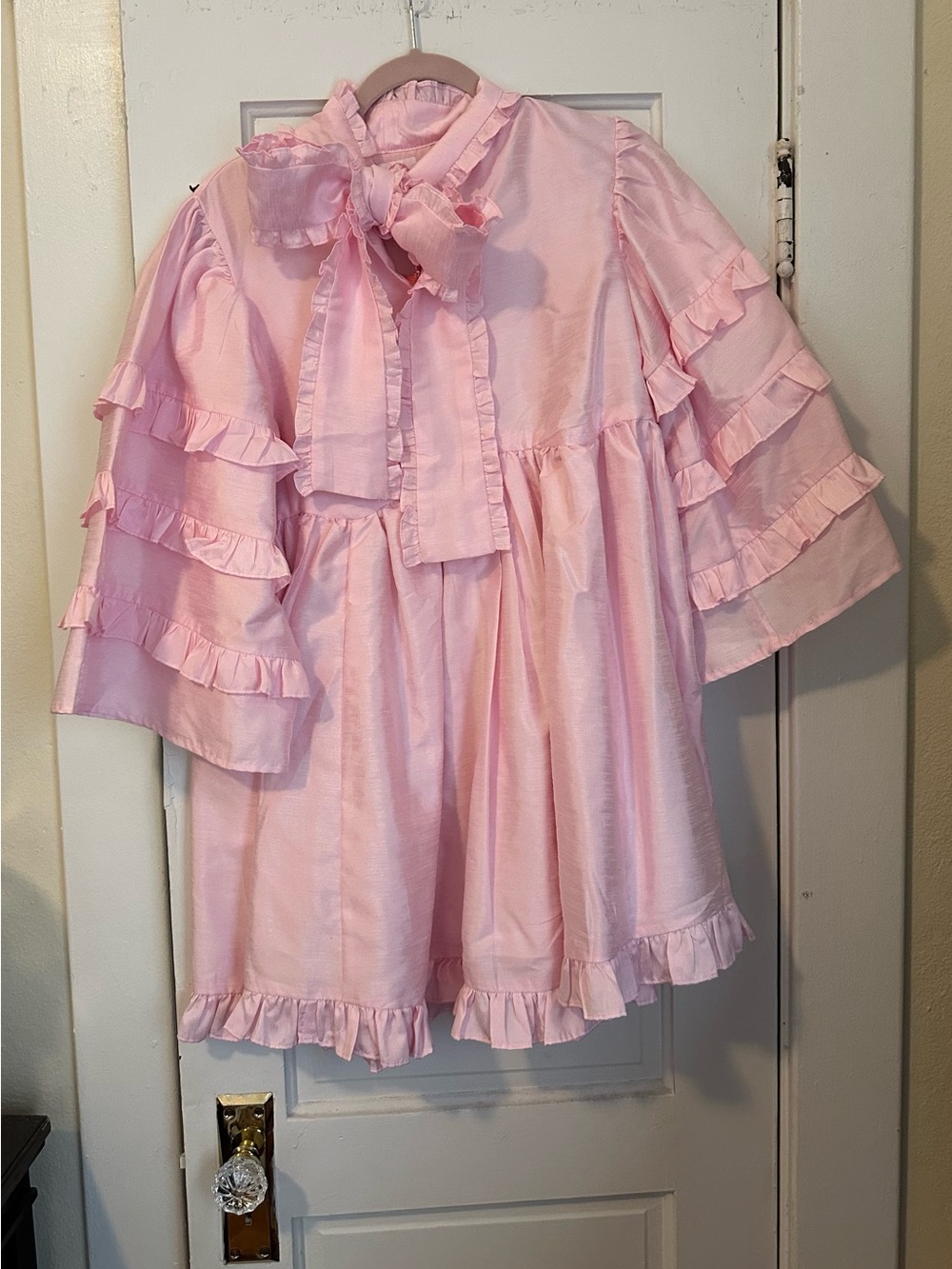 Pink Ruffle Bow Mini Dress - Picture 6 of 7